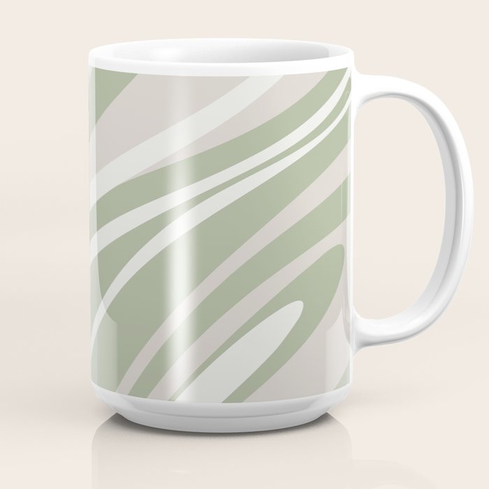 Alternative view of Fluid Vibes Retro Aesthetic Swirl Abstract Pattern Sage Green Cream Beige Coffee Mug